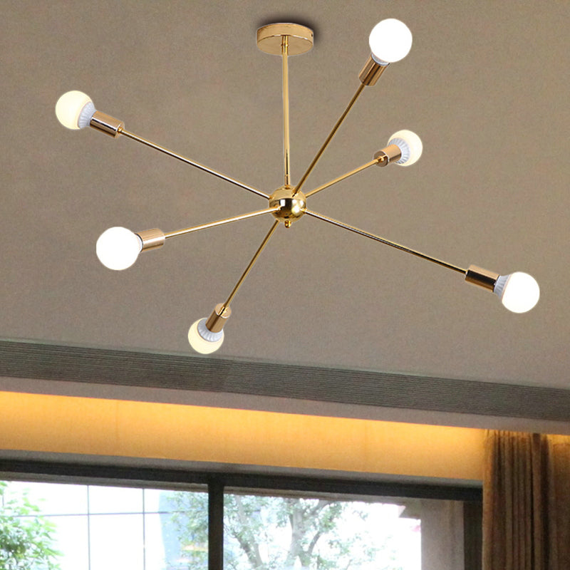 Modernist Metal Starburst Chandelier Light - 26’’/38.5’’ Wide Gold 6/10/12 Lights Hanging