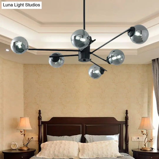 41.5 Wide Black Sputnik Chandelier - Modern Silver Glass Pendant Light 6 /