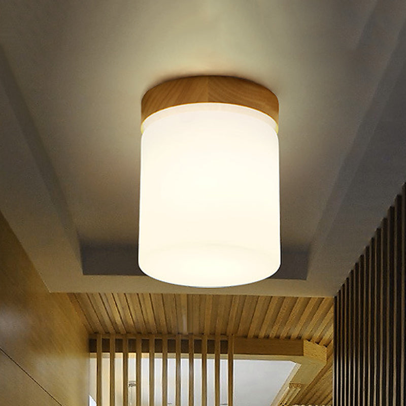 Frosted Glass Geometric Flush Mount Light - Nordic Style Ceiling Fixture For Corridor In White / A