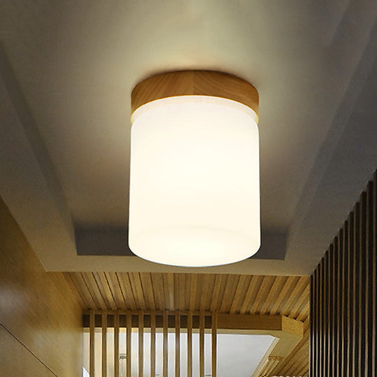 Frosted Glass Geometric Flush Mount Light - Nordic Style Ceiling Fixture For Corridor In White / A