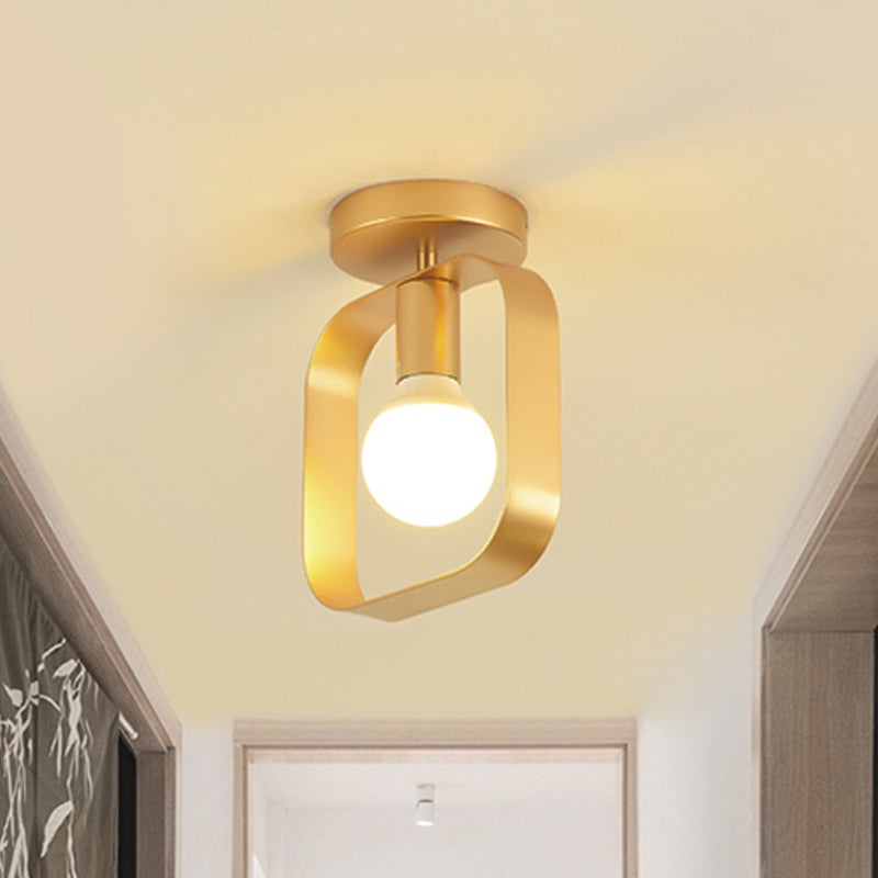 Nordic Metal Semi - Flush Mount Ceiling Light In Gold - Triangular/Square/Round Shade 1 - Light