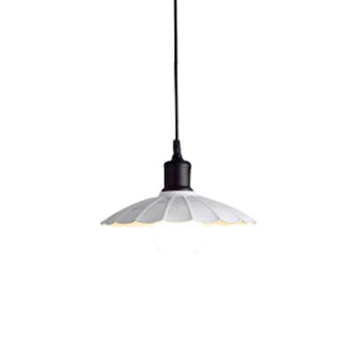 Scalloped Shade Pendant Ceiling Light - Modern Style 10’/12’ Width 1-Bulb Metal White / 10’