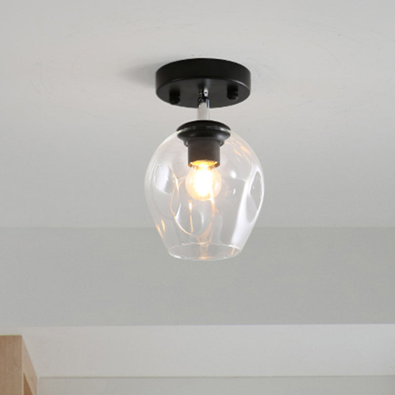 Modern Black/Gold Carafe Semi Flush Light - 1 Clear/Amber/Smoke Gray Glass Shade