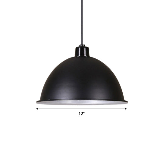 Retro Style Metallic Hanging Light Pendant With Bowl Shade - Black/Silver