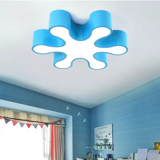 Colorful Petal Acrylic Led Ceiling Lamp For Kindergarten - Red/Yellow/Blue/Green 19.5’/23.5’ W