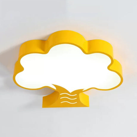 18’/23.5’ Dia Led Tree Flush Mount Light - Pink/Yellow/Green Modern Acrylic Ceiling Lamp