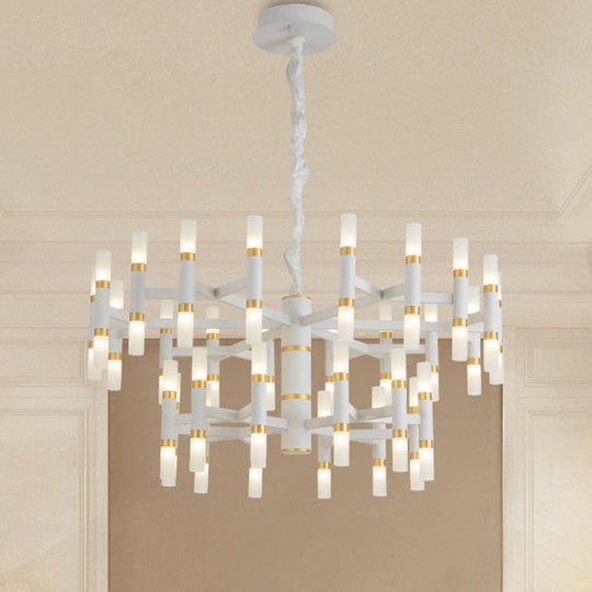 Modern Led Bedroom Chandelier - 24/36/60 Lights Tubular Iron Shade Black/White Pendant