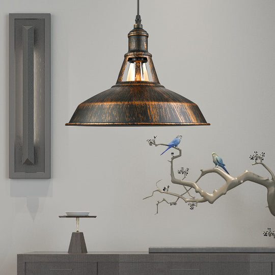 Aged Silver/Rust Barn Pendant Lighting - Antique Style Wrought Iron Ceiling Light For Dining Room 1