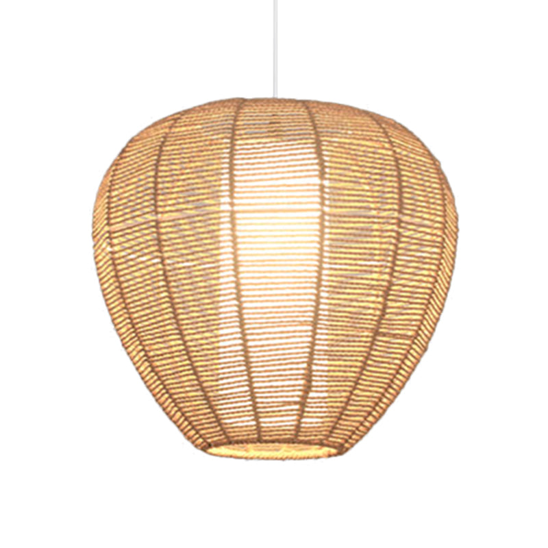 Modern Wood Hanging Pendant Lamp - Rope Drum/Teardrop Design For Living Room