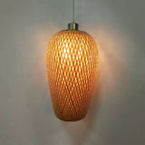 Restaurant Pendant Light Kit: Traditional Wood Hanging Lamp With Bamboo Shade
