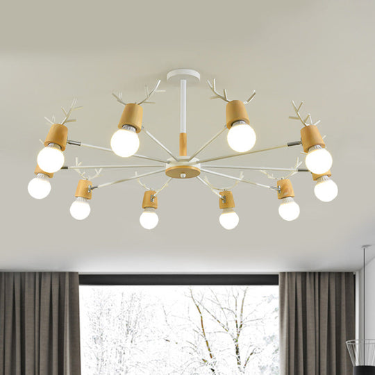 Sputnik Metal Chandelier - Modern Ceiling Hang Fixture With Bare Bulb For Bedroom 3/6/8 Lights