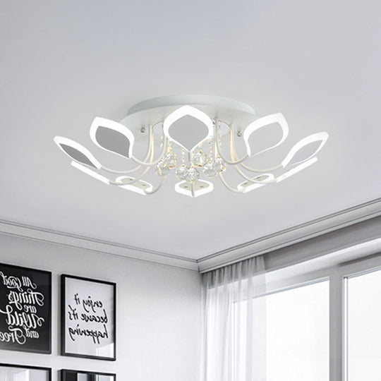 Leaf Acrylic Shade Sputnik Flush Mount Ceiling Light - Modern 8/10/12 Lights White/Black Bedroom