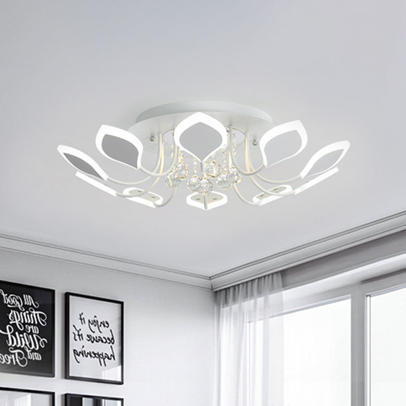 Leaf Acrylic Shade Sputnik Flush Mount Ceiling Light - Modern 8/10/12 Lights White/Black Bedroom