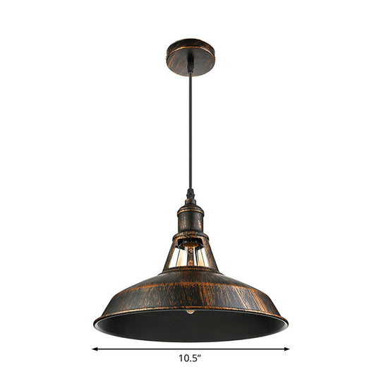 Aged Silver/Rust Barn Pendant Lighting - Antique Style Wrought Iron Ceiling Light For Dining Room 1