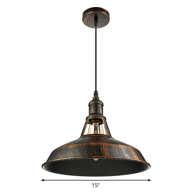 Aged Silver/Rust Barn Pendant Lighting - Antique Style Wrought Iron Ceiling Light For Dining Room 1