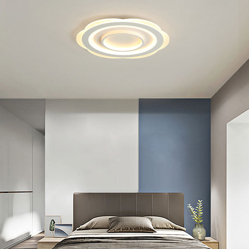 Modern Acrylic Flower Ceiling Light - 16/19.5/23.5 Flushmount For Living Room In Warm/White