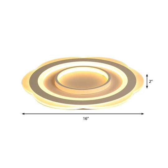 Modern Acrylic Flower Ceiling Light - 16’/19.5’/23.5’ Flushmount For Living Room In Warm/White