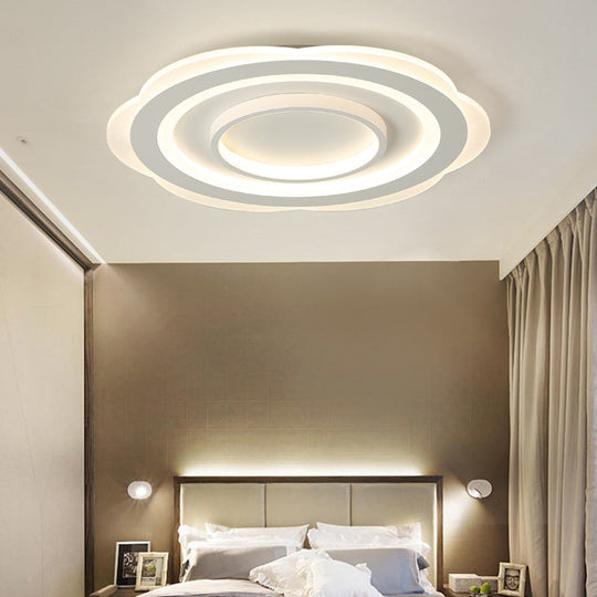Modern Acrylic Flower Ceiling Light - 16’/19.5’/23.5’ Flushmount For Living Room In Warm/White