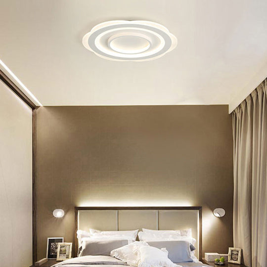 Modern Acrylic Flower Ceiling Light - 16’/19.5’/23.5’ Flushmount For Living Room In Warm/White