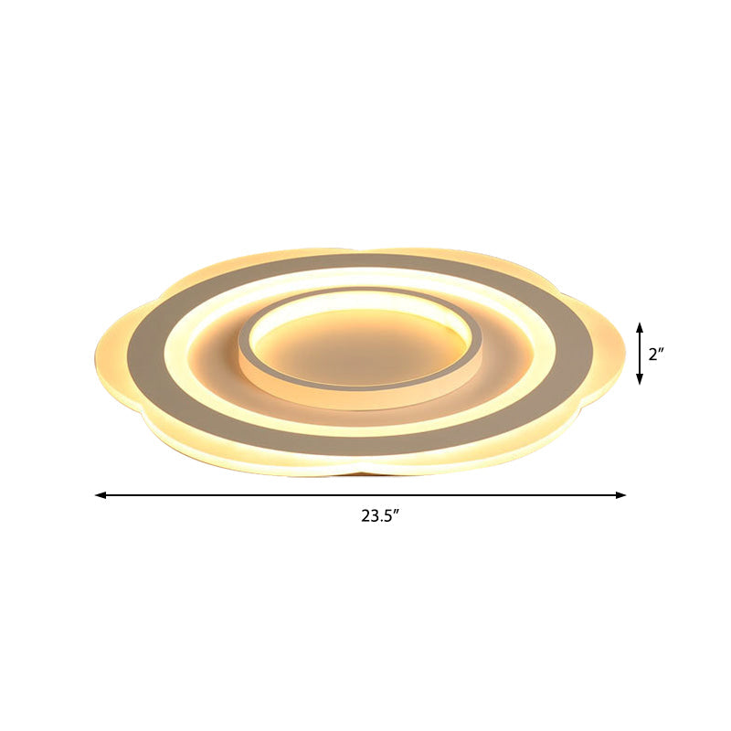 Modern Acrylic Flower Ceiling Light - 16’/19.5’/23.5’ Flushmount For Living Room In Warm/White