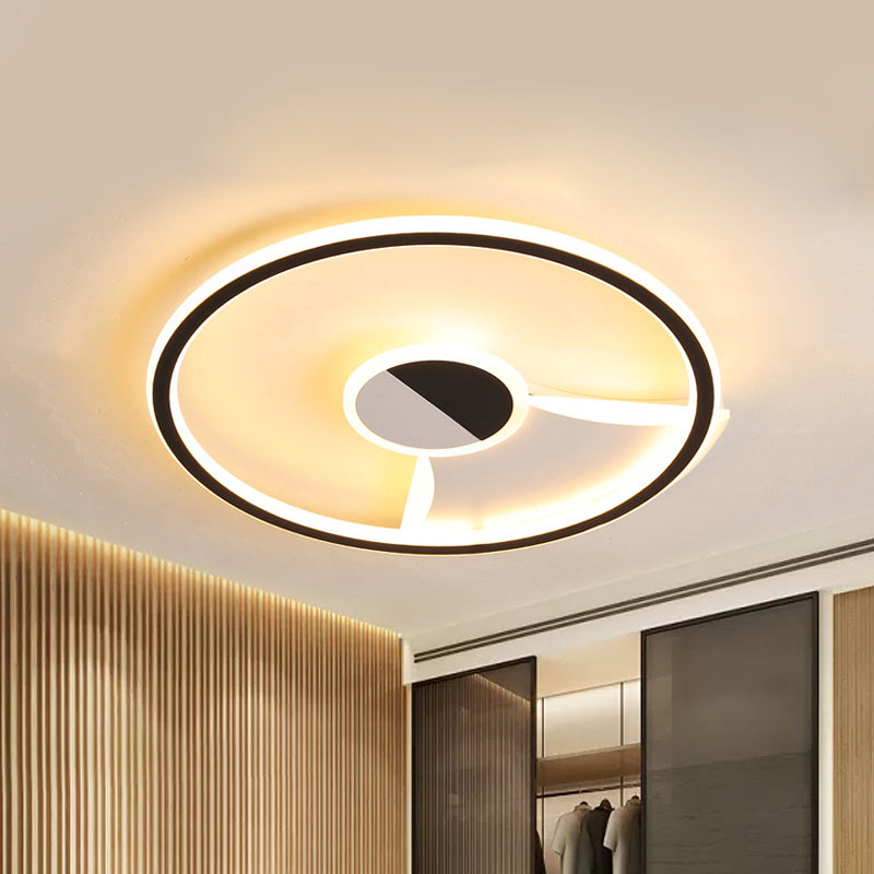 Contemporary White/Warm Flush Mount Lighting: Acrylic 16’/19.5’/23.5’ Lights In Black
