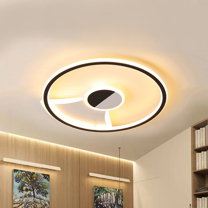 Contemporary White/Warm Flush Mount Lighting: Acrylic 16’/19.5’/23.5’ Lights In Black
