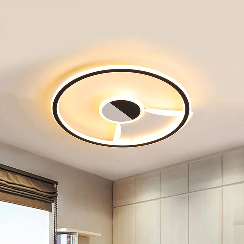 Contemporary White/Warm Flush Mount Lighting: Acrylic 16’/19.5’/23.5’ Lights In Black