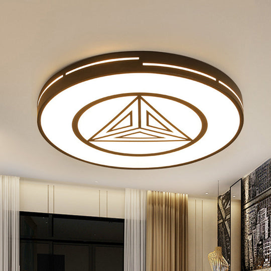 Modern Triangle Acrylic Round Flush Mount Ceiling Light - Black & White