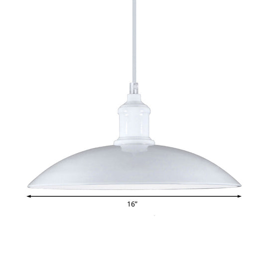 Industrial Style Metallic Saucer Pendant Light - 12.5’/16’ W 1 Black/White For Living Room Ceiling