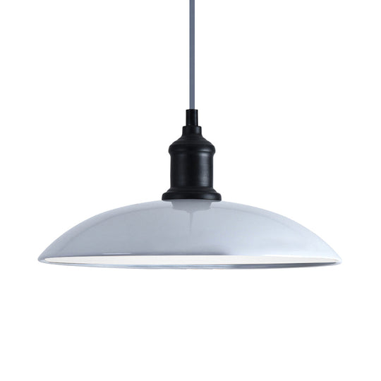 Industrial Style Metallic Saucer Pendant Light - 12.5’/16’ W 1 Black/White For Living Room Ceiling