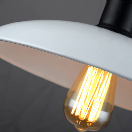 Industrial Style Metallic Saucer Pendant Light - 12.5’/16’ W 1 Black/White For Living Room Ceiling