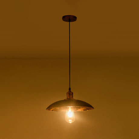 Rustic Iron Pendant Light With Adjustable Bronze Cord - 1 Bulb Hang Ceiling Lamp Bowl Shade 12.5/16