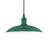 Industrial Metal Pendant Light - Green/Red Bowl Hanging Lamp 1 Living Room Ceiling 12.5/16 Width