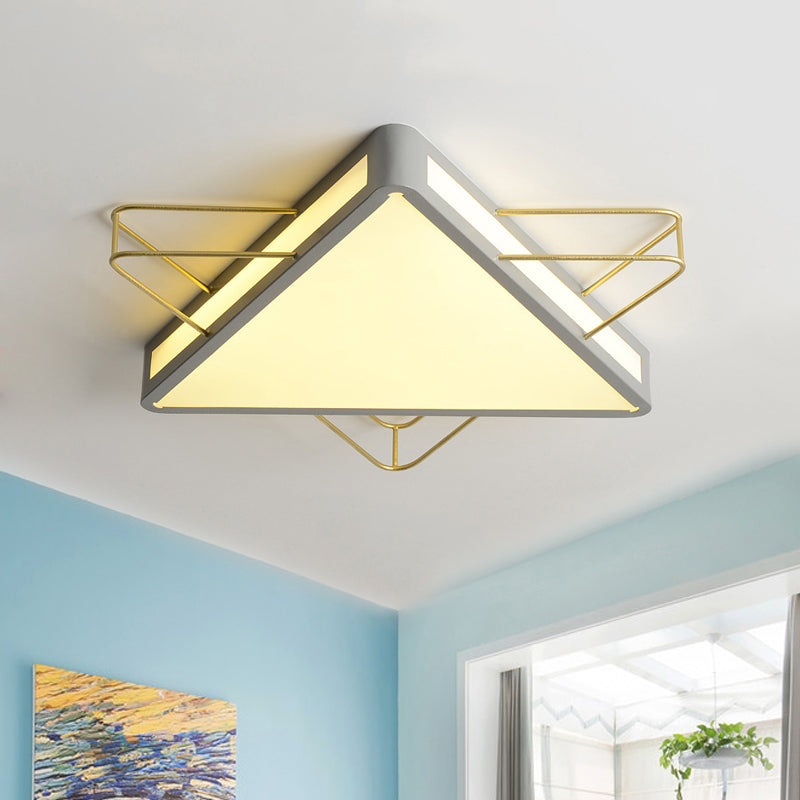 Nordic Metal Black/Grey Flush Mount Light With Acrylic Diffuser Star/Triangle Design