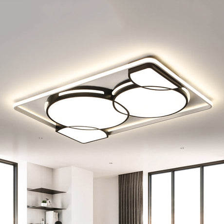 Circle Flushmount Led Light With Acrylic Modern Frame Warm Or White Black / 35.5
