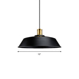 Retro Barn Living Room Pendant Light - Metallic 1-Light Black Finish Ceiling Lamp (10/14/18 Width)