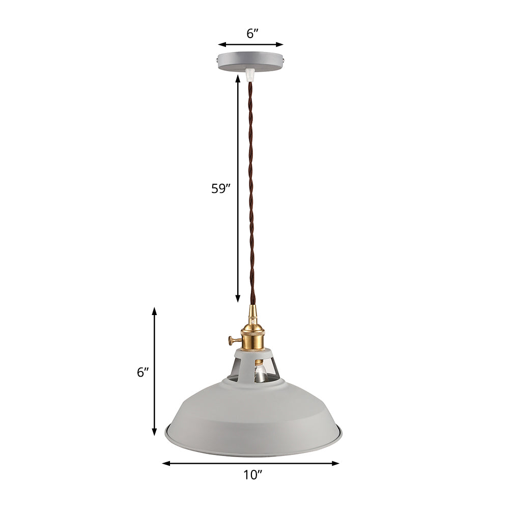 Industrial Barn Pendant Lamp - Stylish Black/White Metallic Ceiling Light For Kitchen With Hanging