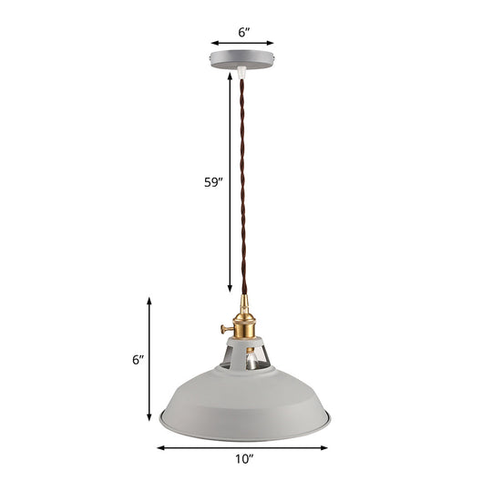 Industrial Barn Pendant Lamp - Stylish Black/White Metallic Ceiling Light For Kitchen With Hanging