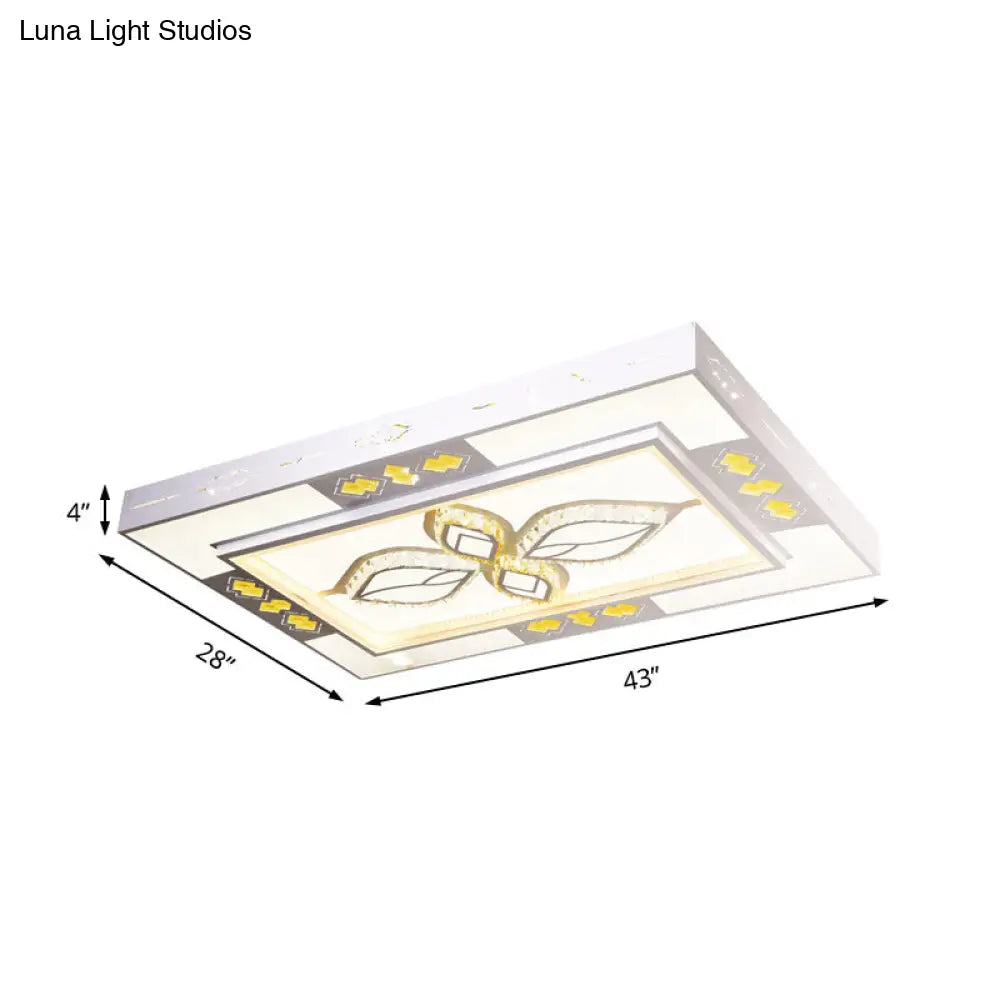 43 Acrylic Flush Mount Led Ceiling Light With Crystal Accent For Simple Living Room Decor