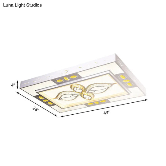 43 Acrylic Flush Mount Led Ceiling Light With Crystal Accent For Simple Living Room Decor