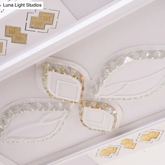 43’ Acrylic Flush Mount Led Ceiling Light With Crystal Accent For Simple Living Room Decor