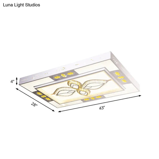 43’ Acrylic Flush Mount Led Ceiling Light With Crystal Accent For Simple Living Room Decor