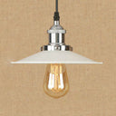 Industrial Metal Suspension Lamp With Saucer Shade - Rust/Chrome Finish 1 Bulb Pendant Light For