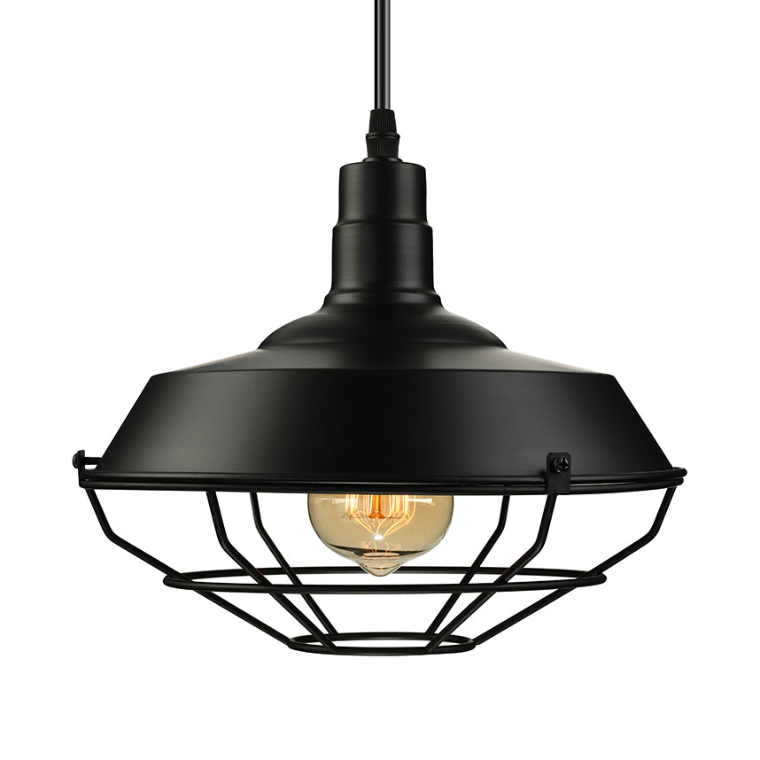 Metal Farmhouse Pendant Light With Barn Shade In Black - 1 Head 3 Sizes Available