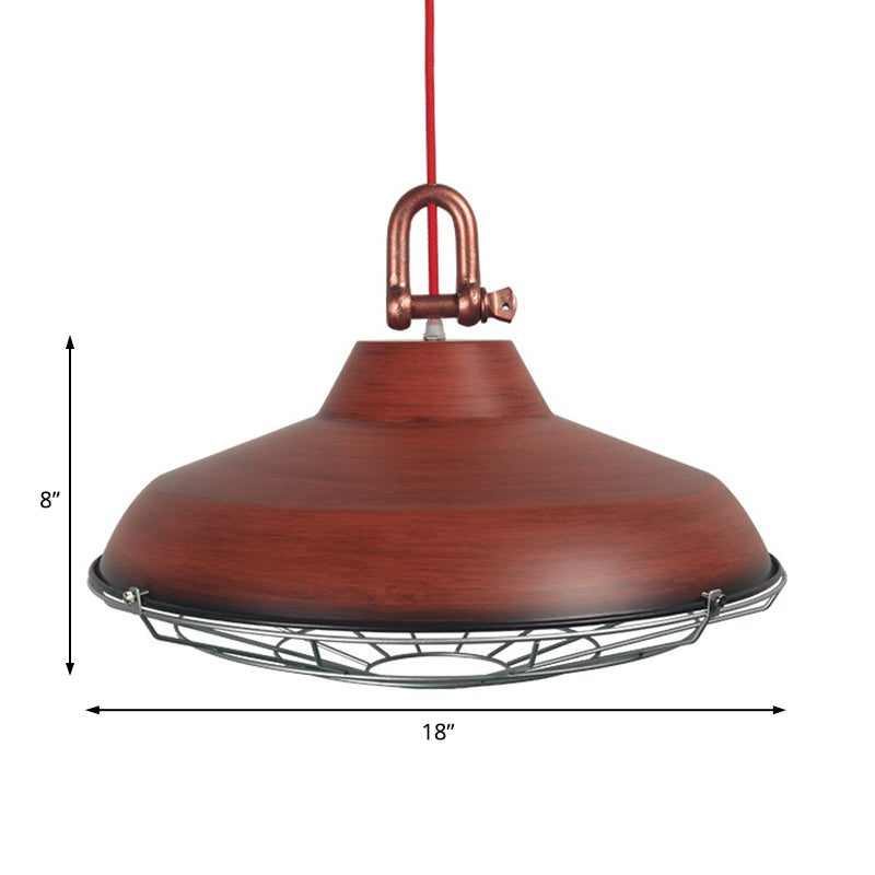 Industrial Metal Frame Pendant Lighting Fixture With Barn Shade - 1 Bulb Living Room Lamp