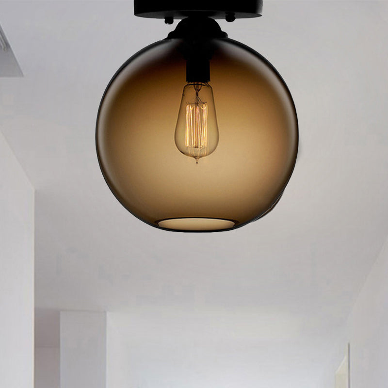 Contemporary Glass Orbit Ceiling Light Fixture - Red/Sky Blue/Amber/Dark Smoke/Coffee 1 Head Indoor