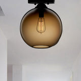 Contemporary Glass Orbit Ceiling Light Fixture - Red/Sky Blue/Amber/Dark Smoke/Coffee 1 Head Indoor