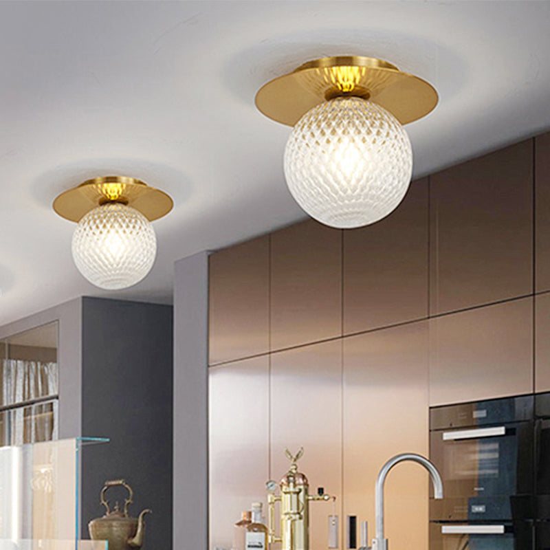 Modern Glass Orbit Ceiling Light Kitchen Flushmount Lamp - Clear/Light-Brown/Cream Single