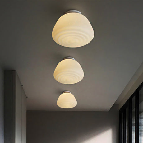 Minimalist 1 Head Flush Mount Lantern Light With Opal Glass Shade For Kitchen - 6/8 W Cone Lighting