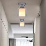 Contemporary Cylinder Semi Flush Ceiling Light With Glass Shade - Black/Silver/Gold Finish 1 Bulb